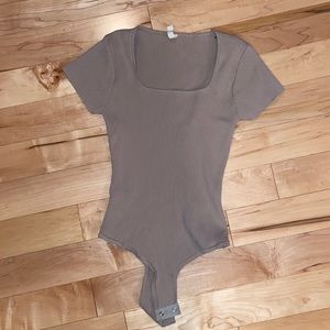 Nude Beige shirt sleeve body suit